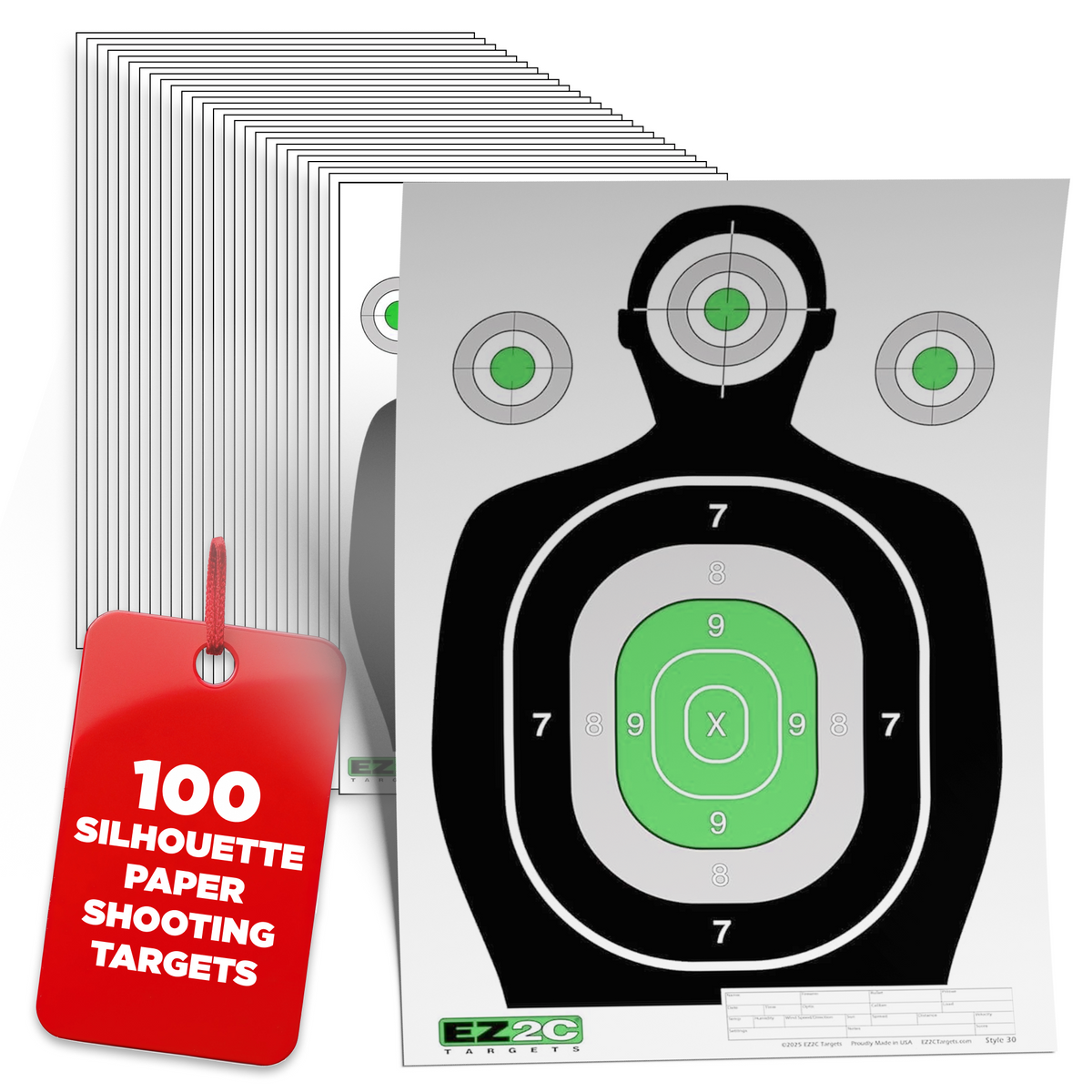 EZ2C RD11 Silhouette 12"x18" Paper Shooting Target Made in USA