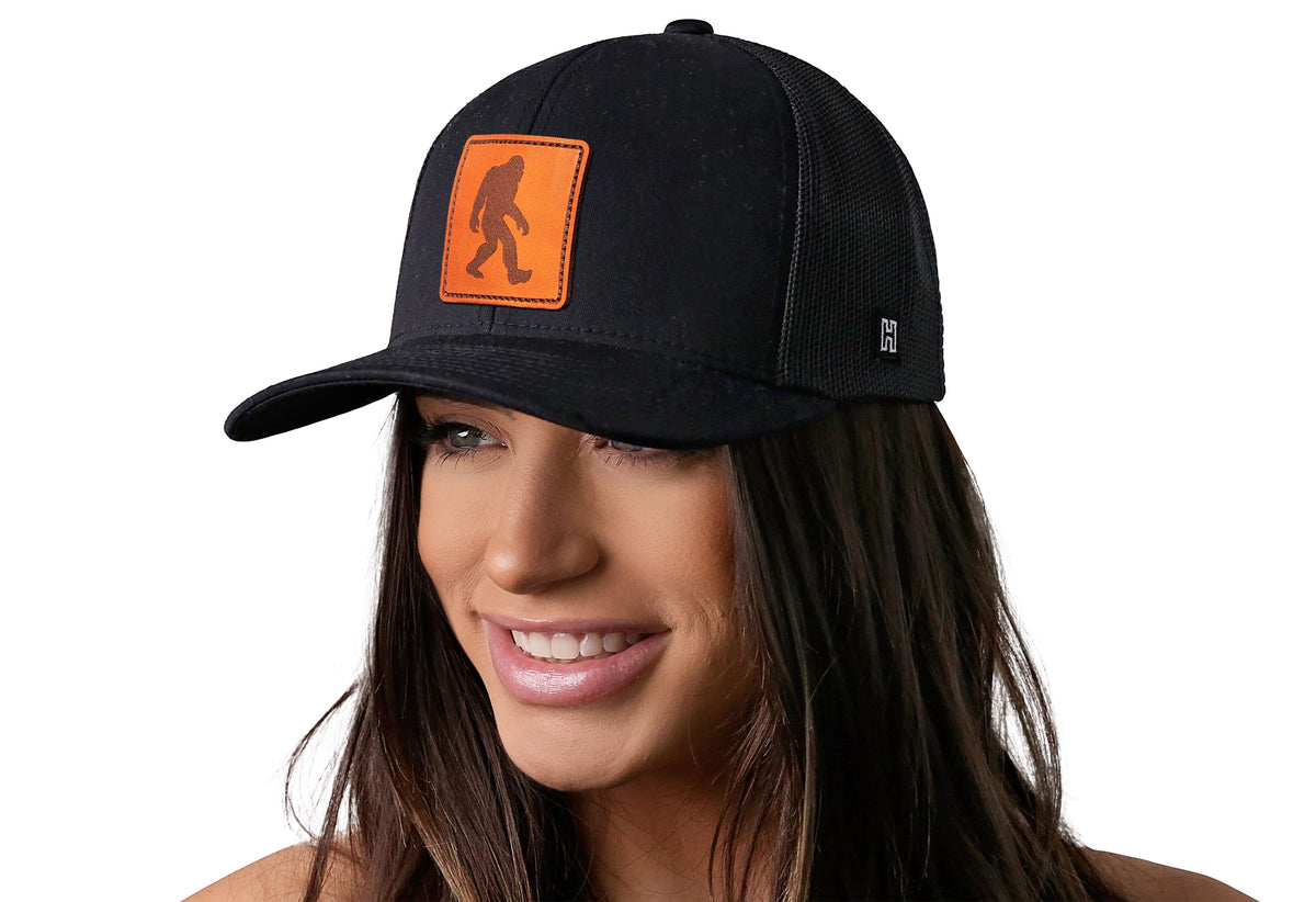 Bigfoot Trucker Hat | Leather Sasquatch Snapback