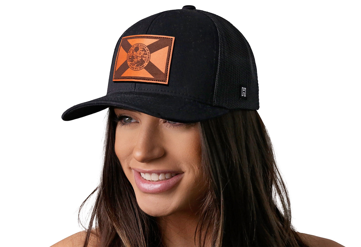 Florida Flag Trucker Hat | Leather FL Snapback