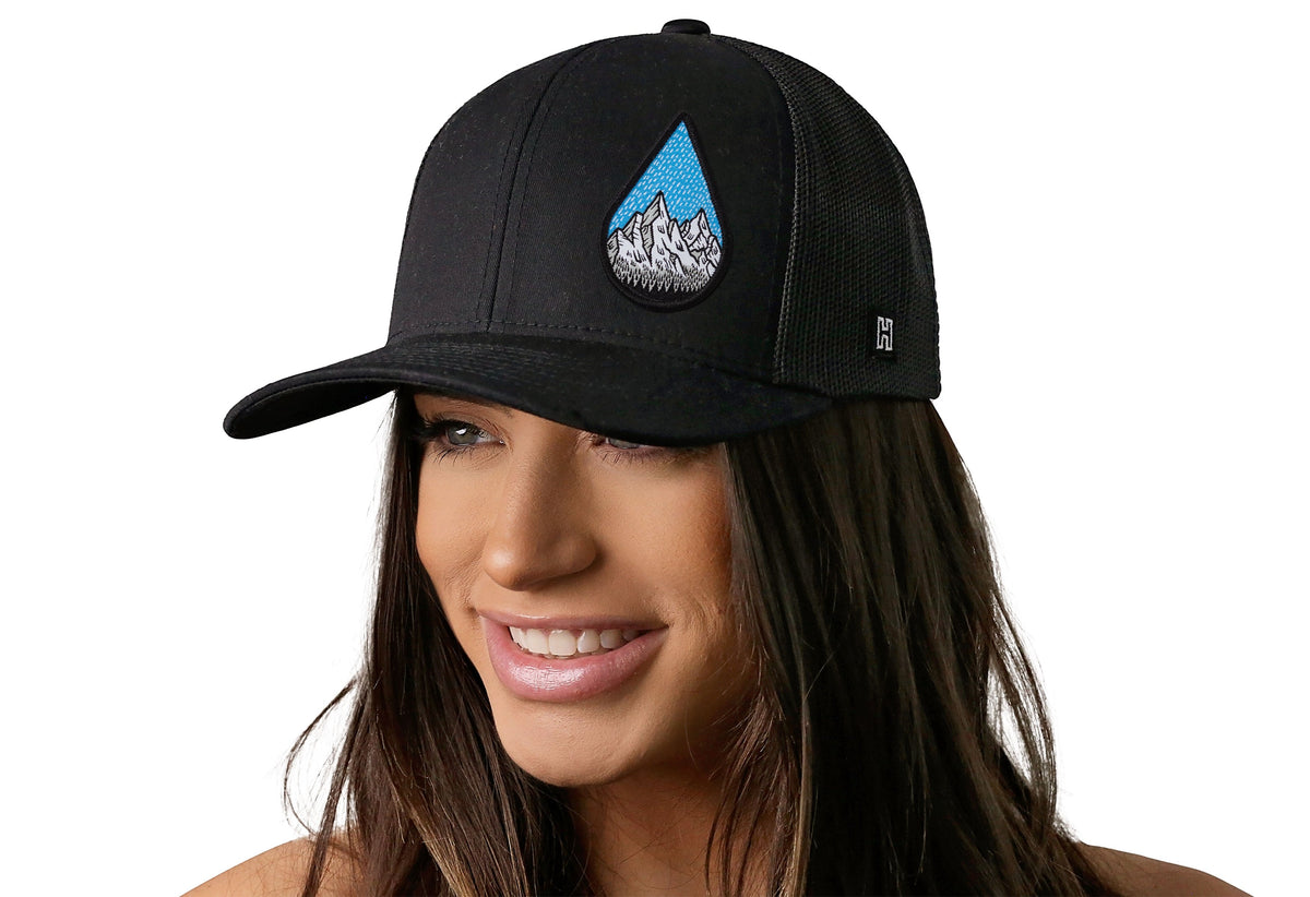 Raindrop Mountain and Trees Trucker Hat | Outdoors Snapback