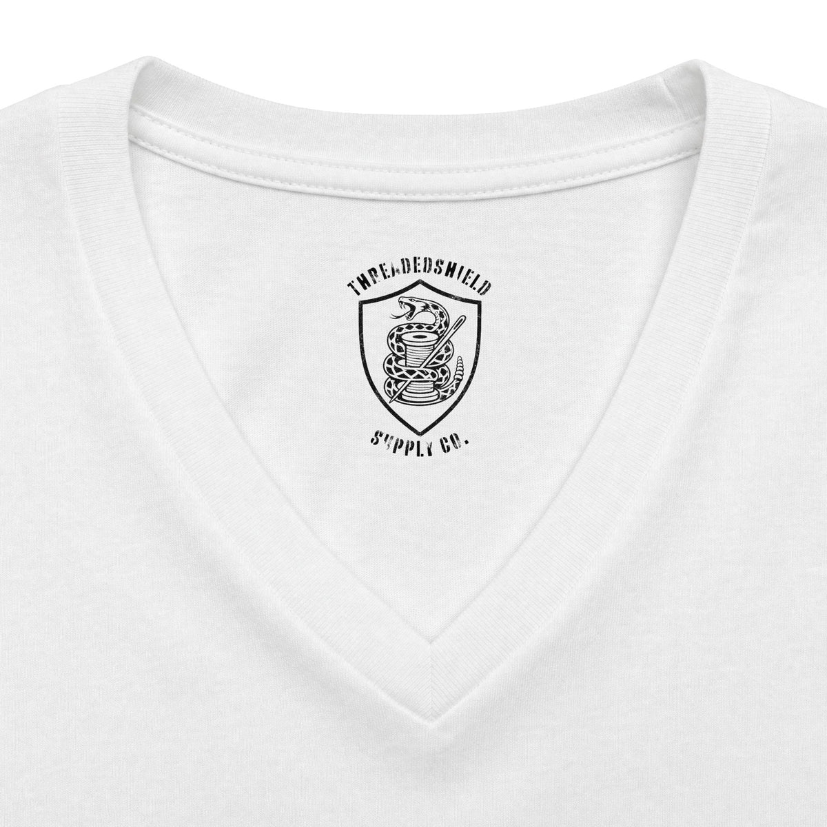ThreadedShield Supply Co. Women’s Crest & Flag Relaxed V-Neck Tee