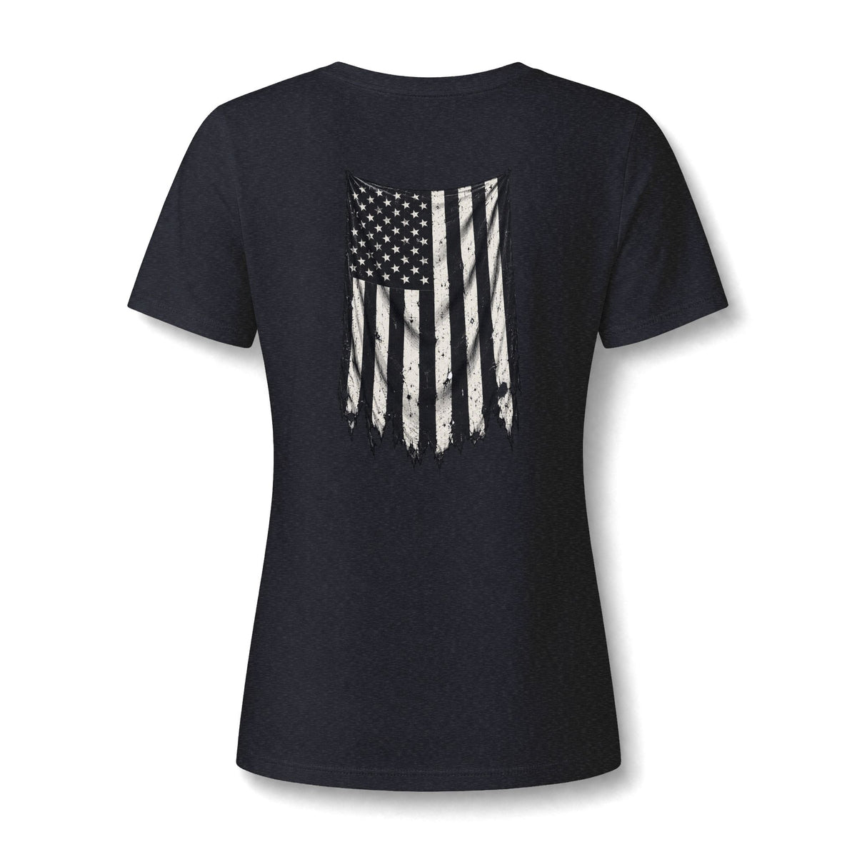 ThreadedShield Supply Co. Women’s Crest & Flag Relaxed V-Neck Tee