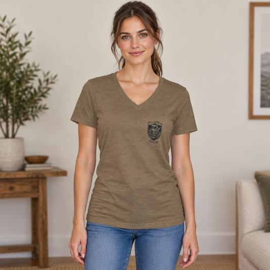 ThreadedShield Supply Co. Women’s Crest Relaxed V-Neck Tee