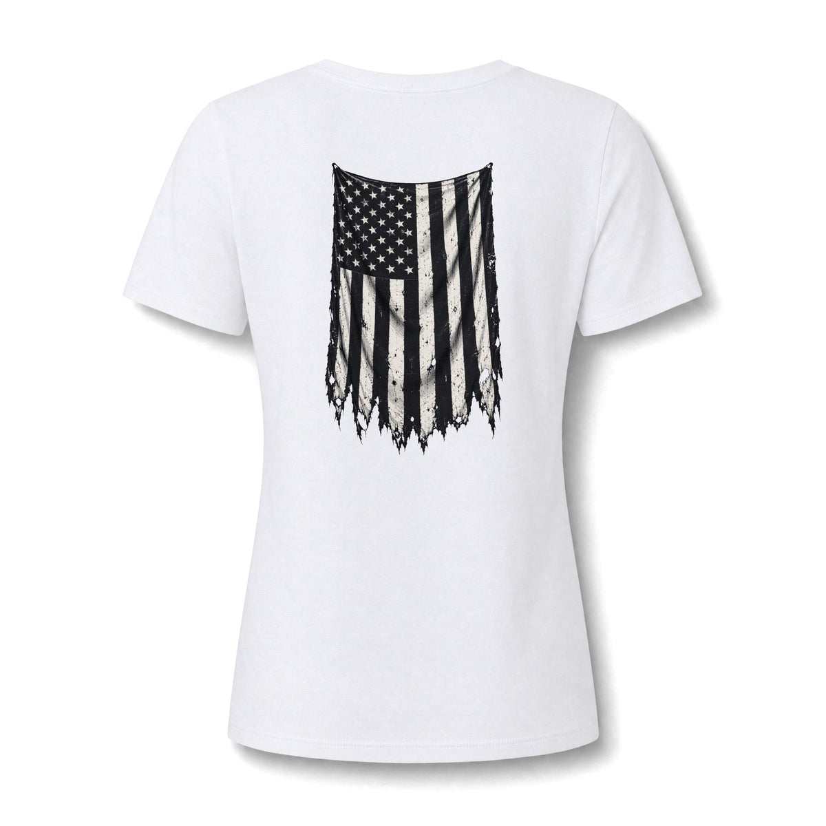 ThreadedShield Supply Co. Women’s Crest & Flag Relaxed V-Neck Tee