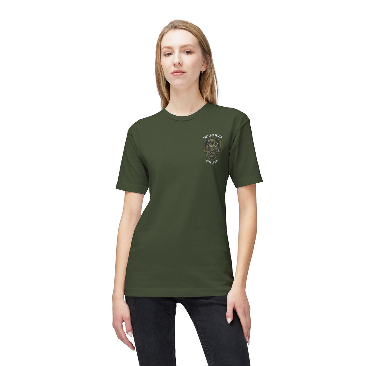 ThreadedShield Supply Co. Crest & Flag T-shirt - Premium USA Made