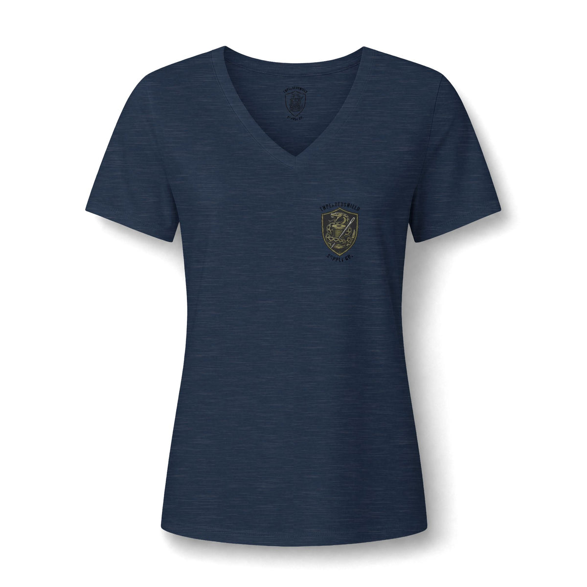 ThreadedShield Supply Co. Women’s Crest & Flag Relaxed V-Neck Tee