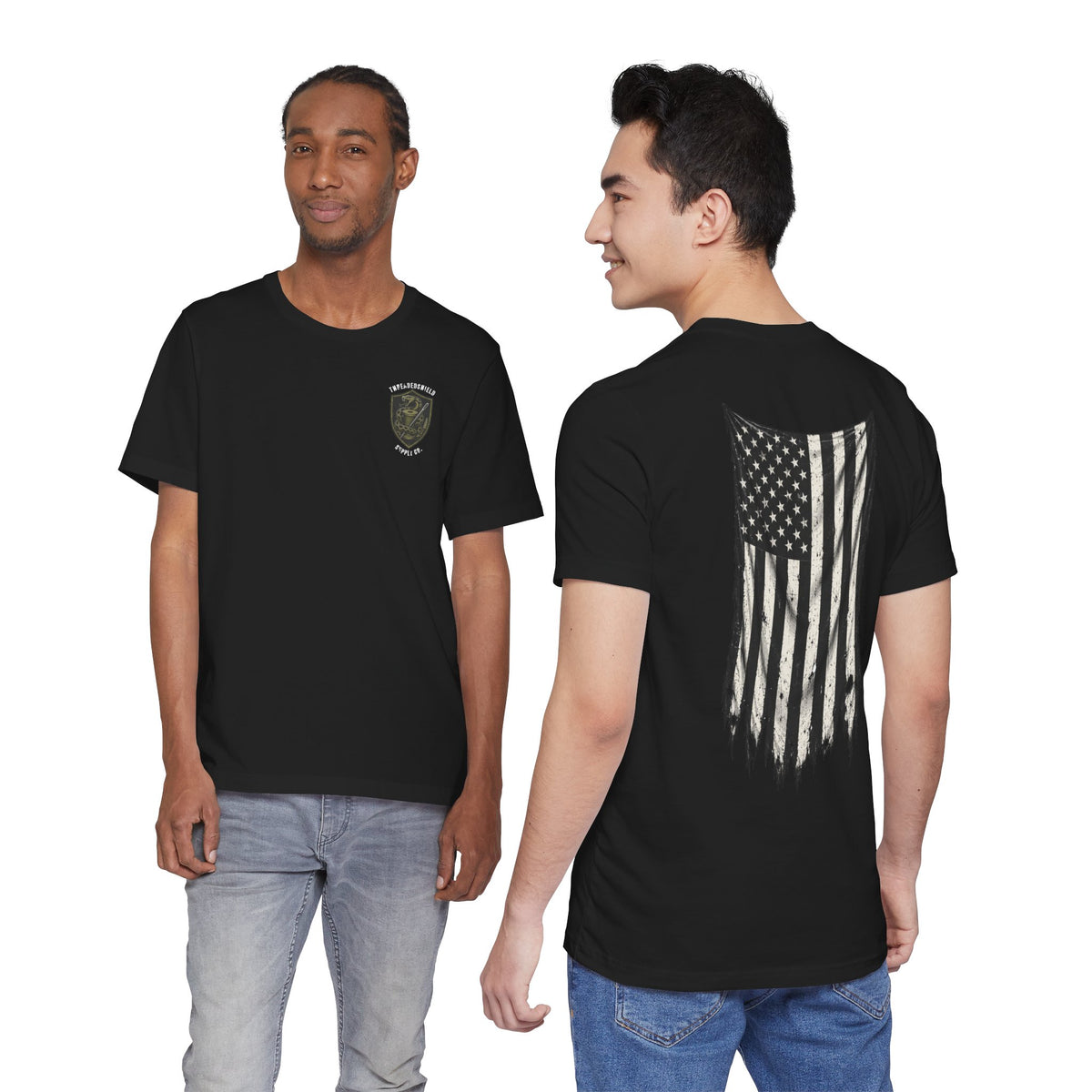 ThreadedShield Supply Co. Crest & Flag Tee