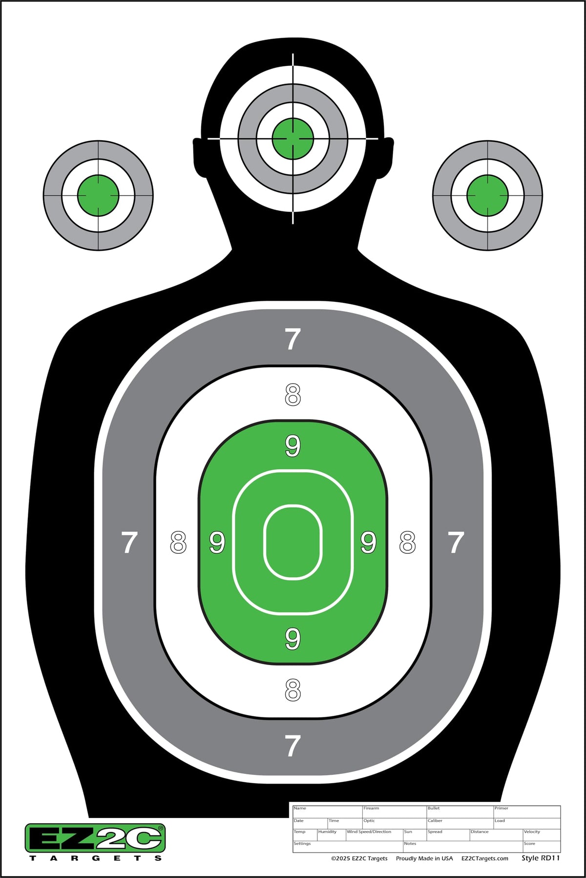 EZ2C RD11 Silhouette 12"x18"  Paper Shooting Target Made in USA