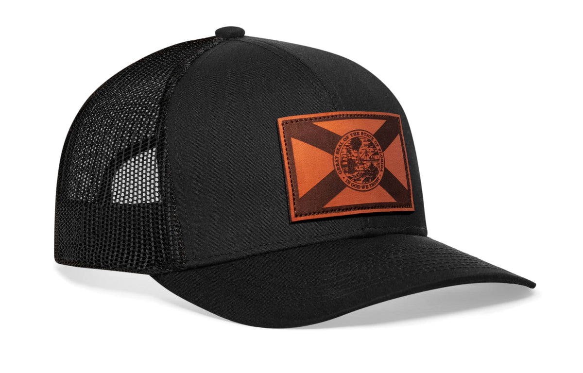 Florida Flag Trucker Hat  |  Leather FL Snapback