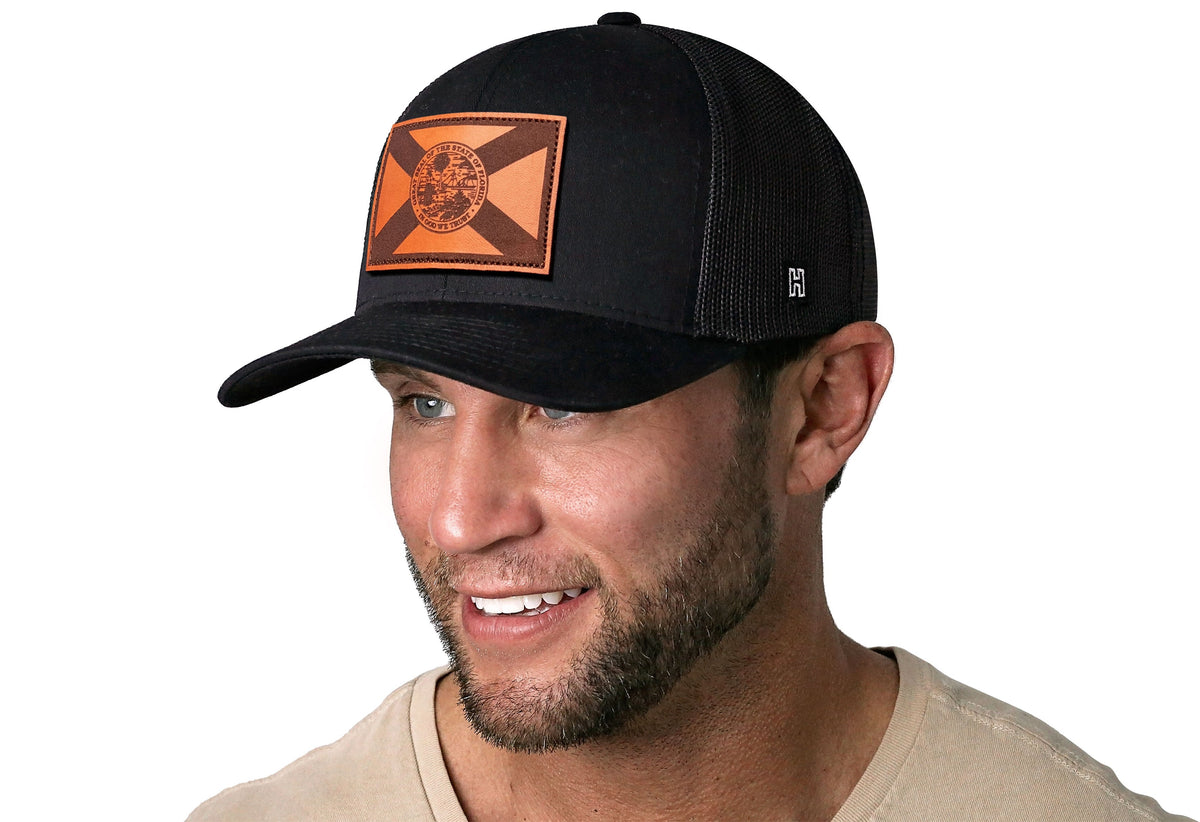 Florida Flag Trucker Hat  |  Leather FL Snapback