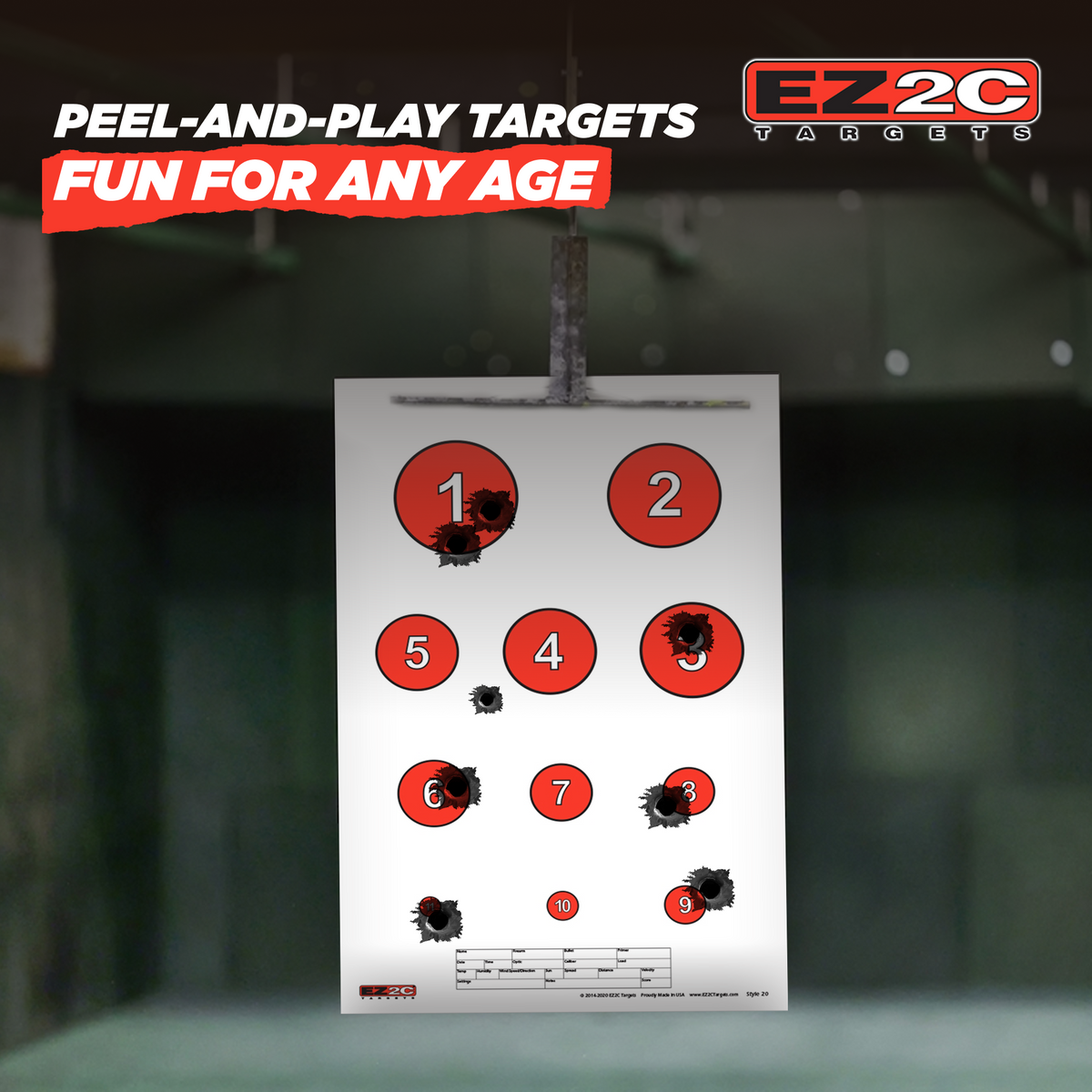 125 EZ2C Targets Favorites 5 Handgun Styles Paper Targets Bundle 11"x17" USA Made