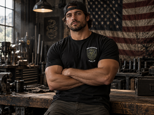 ThreadedShield Supply Co. Crest & Flag Tee