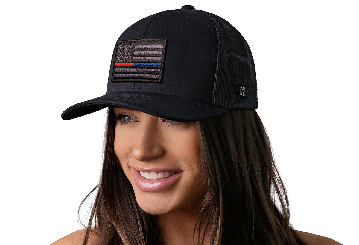 Thin Red & Blue Line Trucker Hat  |  Tactical Police And Fire Snapback
