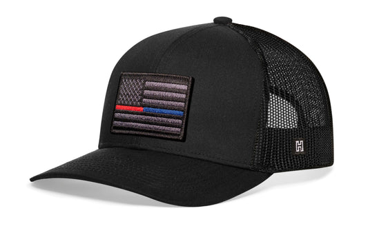 Thin Red & Blue Line Trucker Hat  |  Tactical Police And Fire Snapback