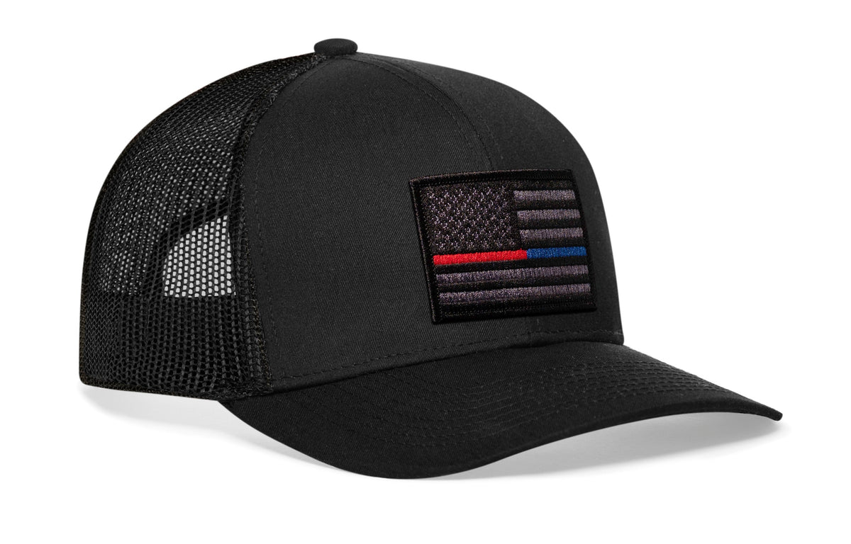 Thin Red & Blue Line Trucker Hat  |  Tactical Police And Fire Snapback