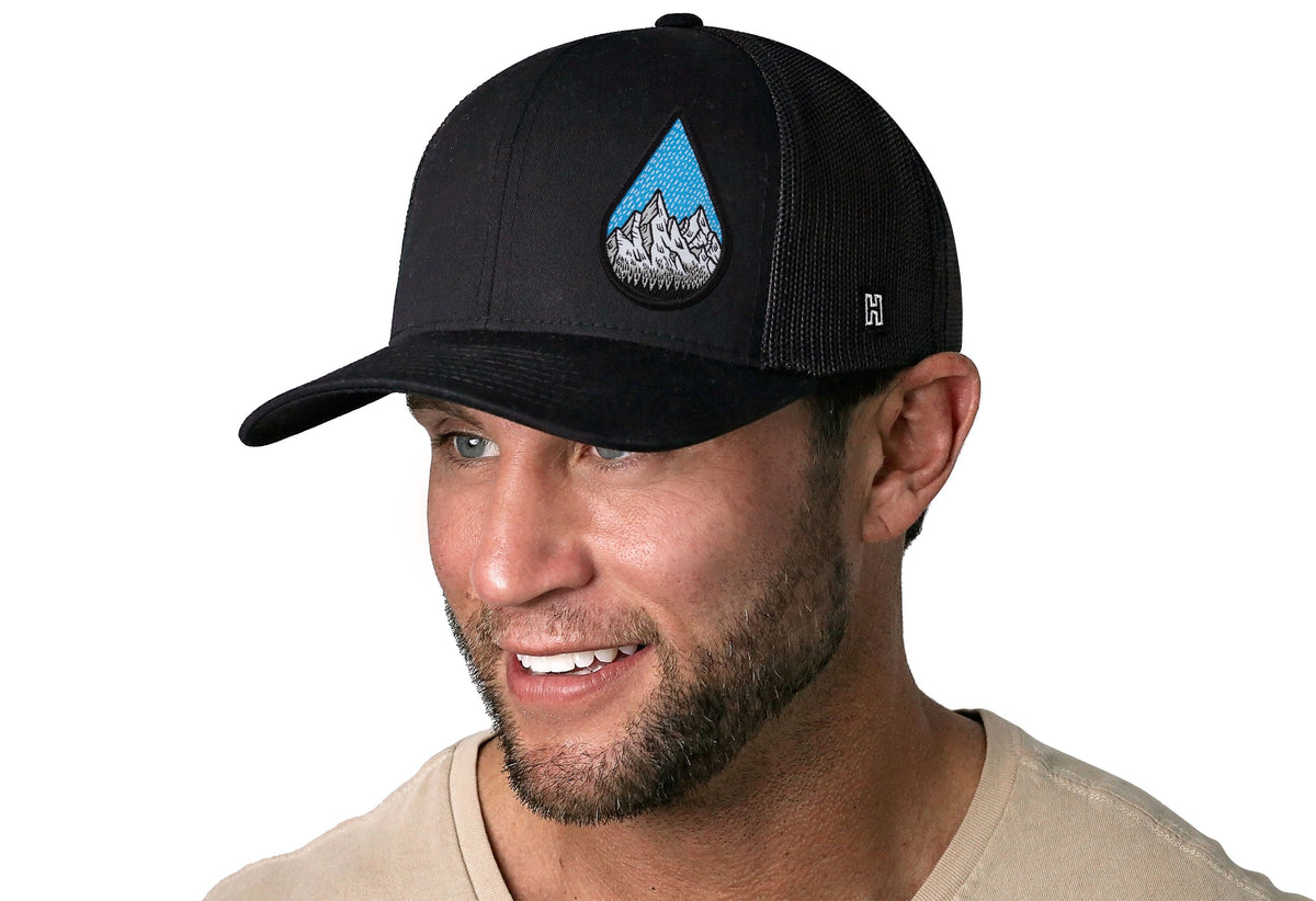 Raindrop Mountain and Trees Trucker Hat  |  Outdoors Snapback