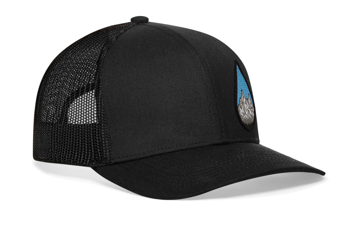 Raindrop Mountain and Trees Trucker Hat  |  Outdoors Snapback