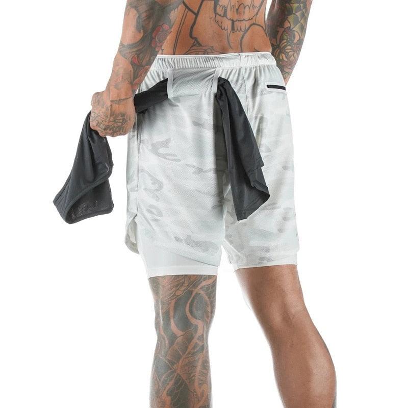 2 In 1 Quick Dry Workout Training Shorts with Pockets