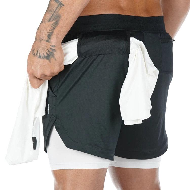 2 In 1 Quick Dry Workout Training Shorts with Pockets