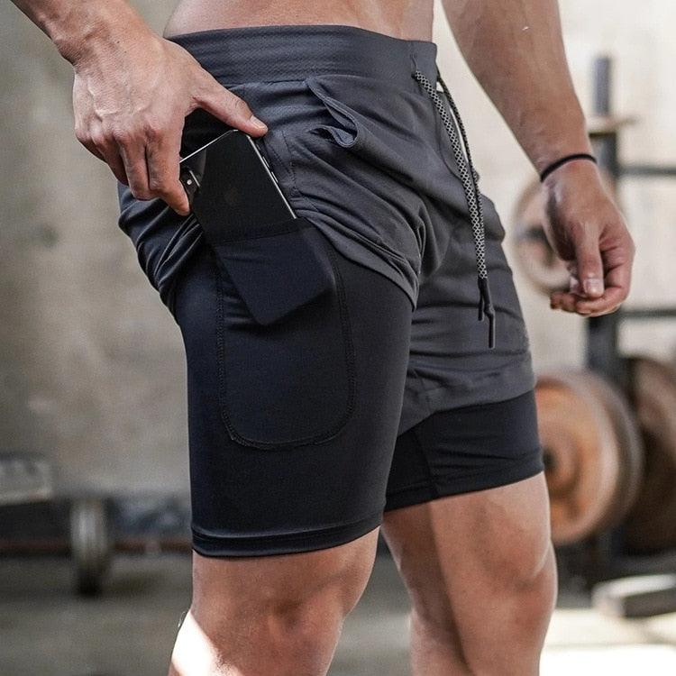 2 In 1 Quick Dry Workout Training Shorts with Pockets
