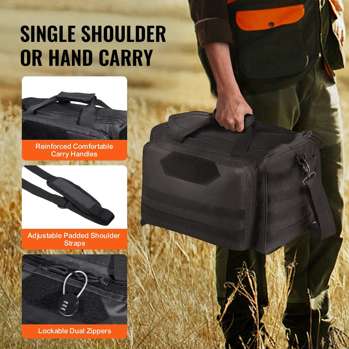 Range Bag for 3 Pistols, with Single Shoulder Strip