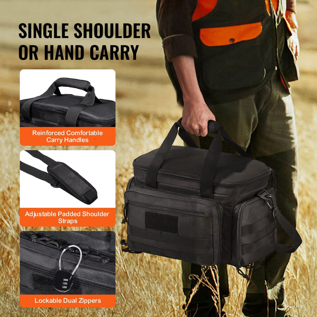 Range Bag for 4 Pistols, with Single Shoulder Strip